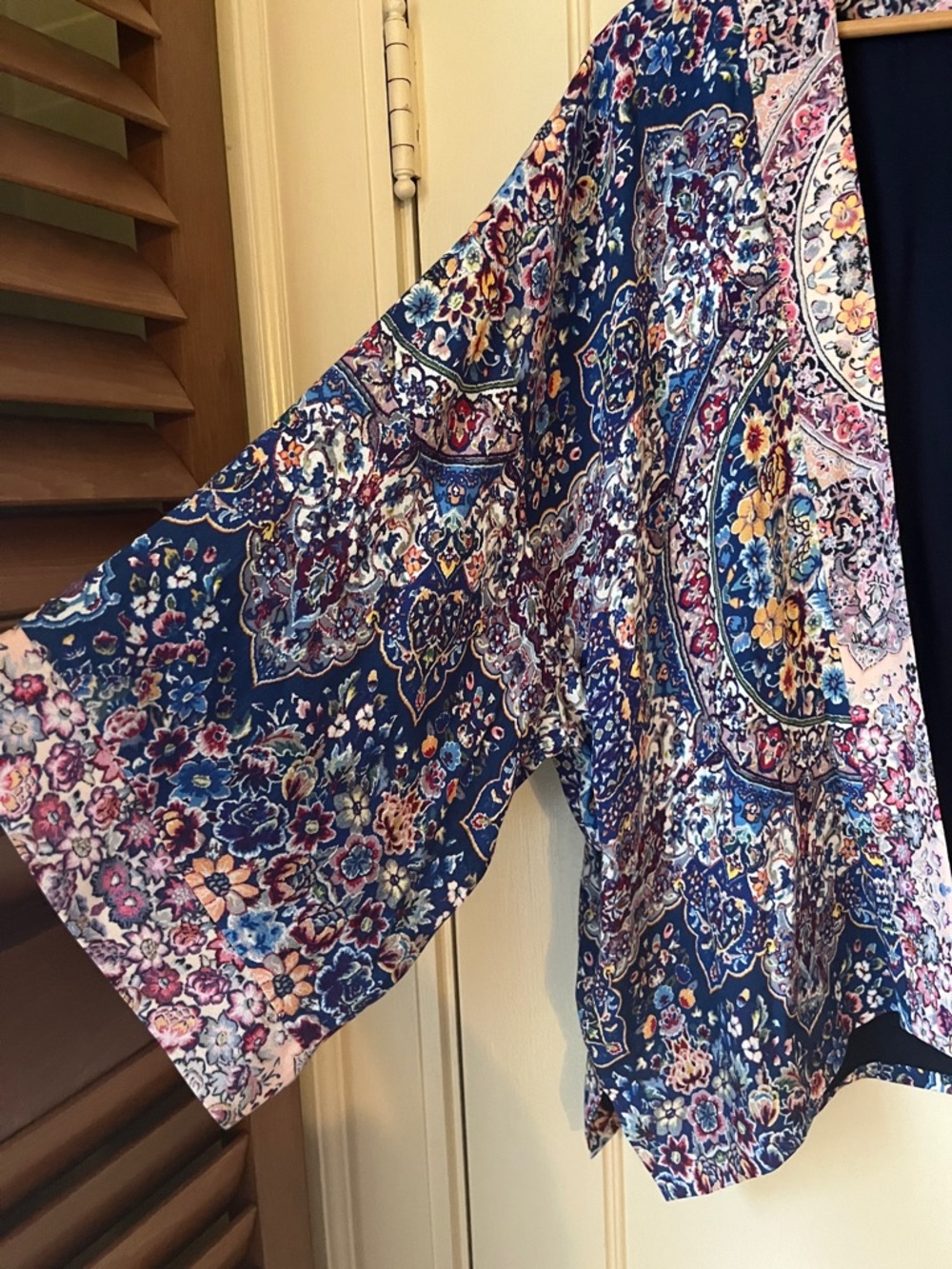 Anthropologie Navy Floral Paisley Kimono - Picture 3 of 6